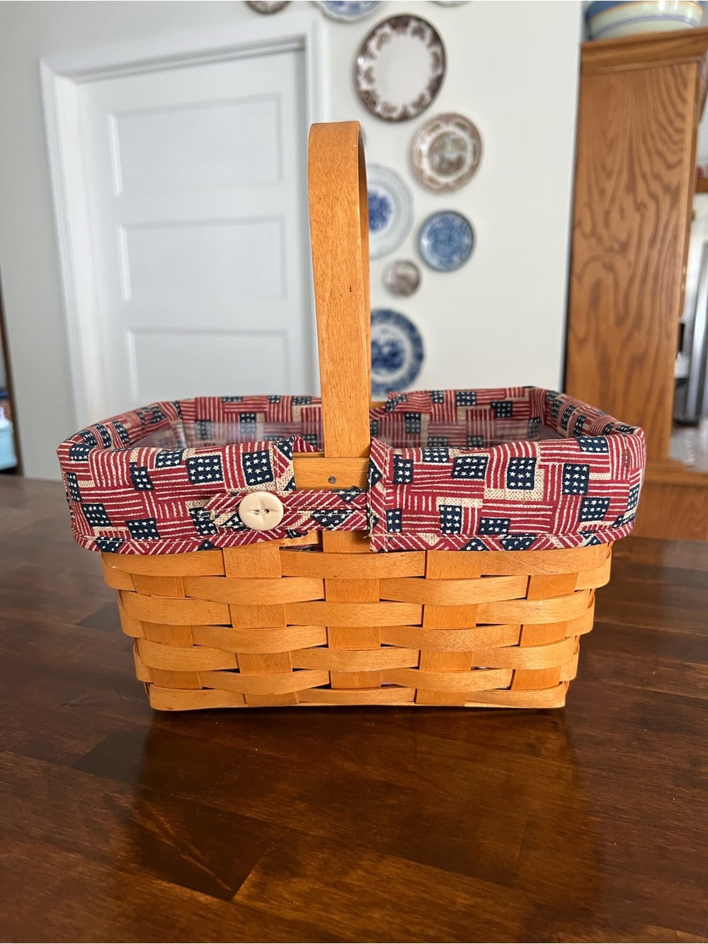 Longaberger Spring Basket, Old Glory Liner, 2002